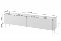 TV stolík Desin 220 cm s 2 ukrytými zásuvkami - čierny mat / dub nagano TV skrinka Desin 220 cm z 2 ukrytymi zásuvkami - Čierny mat / Dub nagano