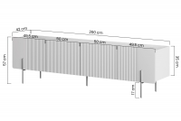 TV stolek Malmi 200 cm - kašmírová / crema bianca / zalté nožky Skříňka RTV Malmi 200 cm - kašmír / crema bianca / zlote nozki