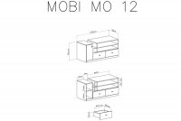 Mobi MO12 TV-szekrény - fehér / türkizkék wnetrze Skříňky rtv mobi