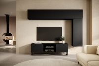 TV skrinka Loftia Mini s kovovým podstavcom - čierny/čierny mat TV skrinka na metalowym stelazu Loftia Mini - Čierny/čierny mat - vizualizácia