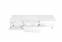 TV stolek Nicole 200 cm - bílý mat / zlaté nožky Skříňka do velkého obývacího pokoje