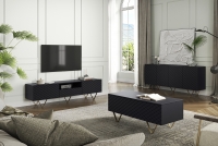 TV stolek Scalia 190 cm s výklenkem - černý mat / zlaté nožky moderní styl nábytku