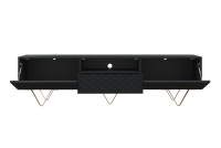 TV stolek Scalia 190 cm s výklenkem - černý mat / zlaté nožky solidní provedení