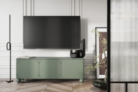 Sonatia II háromajtós TV szekrény, gömb lábakon - 150 cm - oliva színű szafka rtv do szoba