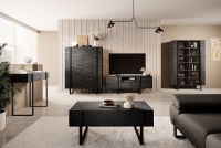 Verica 150 cm-es TV-szekrény nyitott polccal - szénfekete / fekete lábak stylový obývací pokoj