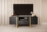 TV stolek Verica 150 cm s výklenkem - charcoal / zlaté nožky kolekce Verica