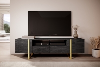 TV stolek Verica 200 cm s výklenkem - charcoal / zlaté nožky kolekce Verica