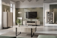 TV stolek Verica 200 cm s výklenkem - dub piškotový / černé nožky stylový obývací pokoj