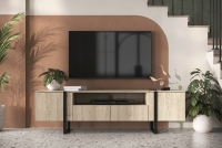 TV stolek Verica 200 cm s výklenkem - dub piškotový / černé nožky TV skříňka do obývacího pokoje