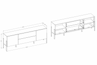 TV skrinka Wezilo 40 so zásuvkami 204 cm - Biely supermat / čierny nožičky TV skrinka Wezilo 40 so zásuvkami 204 cm - Biely supermat