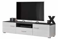 TV skrinka Solido Twin 180 cm - borovica nórska čierna / biely lesk