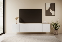Závěsný TV stolek Asha 200 cm - bílý mat Skříňka rtv pro obývacího pokoje