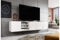 Závěsný TV stolek Asha 200 cm s výklenkem - bílý mat Skříňka do obývacího pokoje