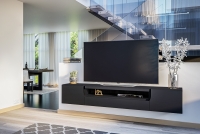 Závesná TV skrinka Loftia 200 cm - čierna Televízny stolík