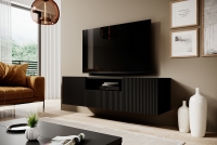 Závesná TV skrinka Nicole 150 cm s výklenkom - čierny / čierny mat Čierna TV skrinka