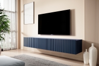 Závěsná TV skříňka Nicole 200 cm - Tmavě modrý MDF Skříňka s frézováním