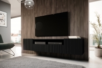 Nicole 200 cm-es fali TV-szekrény, nyitott polccal - fekete / matt fekete Skříňka tv do obývacího pokoje