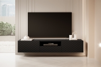 Závěsný TV stolek Scalia 190 cm s výklenkem - černý mat TV skříňka závěsná Scalia 190 2K1SZ s výklenkem - Černý mat - aranzacja