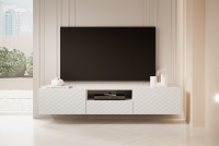 Závěsný TV stolek Scalia 190 cm s výklenkem - bílý mat TV skříňka závěsná Scalia 2K1SZ s výklenkem - Bílý mat - aranzacja