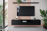 Závěsný TV stolek Scalia 190 cm s výklenkem - černý mat nadčasový design