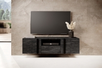 Závěsný TV stolek Verica 150 cm s výklenkem - charcoal / černé úchytky Skříňka TV závěsná Verica 150 cm 