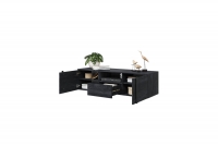 Závěsný TV stolek Verica 150 cm s výklenkem - charcoal / černé úchytky barevné provedení: charcoal  / černé nožky