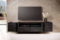 Závesný TV stolík Verica TV stolík Nicole 200 cm s otvorenou policou - charcoal / čierne úchytky TV skrinka závesná Verica 200 cm so zásuvkami i wneka - Čierny beton / čierny úchyty