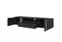 Závěsný TV stolek Verica 200 cm s výklenkem - charcoal / zlaté úchytky solidní konstrukce
