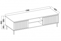 TV stolík so zásuvkami Kasalia 2S - 179 cm - Dub evoke TV skrinka so zásuvkami Kasalia 2S - 179 cm - Dub evoke