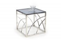 UNIVERSE négyzet alakú dohányzóasztal, talapzat - ezüst, üveg - füstölt UNIVERSE Čtverec Konferenční stolek, Podstavec - Stříbrný, Sklo - kouřový