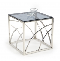 UNIVERSE négyzet alakú dohányzóasztal, talapzat - ezüst, üveg - füstölt universe Čtverec Konferenční stolek, Rošt - Stříbrný, Sklo - kouřový