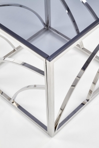 UNIVERSE négyzet alakú dohányzóasztal, talapzat - ezüst, üveg - füstölt universe Čtverec Konferenční stolek, Rošt - Stříbrný, Sklo - kouřový