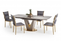 VALENTINO Rozkládací stôl svetlý popol/zlaté valentino Stôl rozkladany svetlý popol/zlaté