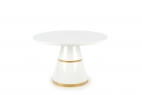 VEGAS asztal, lap - fehér, láb - fehér / arany vegas stůl, Deska - Bílý, noha - Bílý / Žlutý