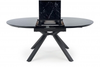 Rozkladací jedálenský stôl VERTIGO 130-180x130 cm - čierny mramor / čierna vertigo Stôl rozkladany, Pracovná doska - Čierny mramor, Nohy - Čierny