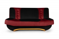Dona összecsukható kanapéágy - piros, fekete bársony Vellutto 7 + 20 / égerfa Kanapéágy rozkladana Dona - piros fekete Velúr Vellutto 7 + 20, éger