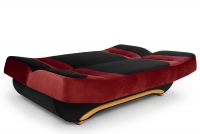 Dona összecsukható kanapéágy - piros, fekete bársony Vellutto 7 + 20 / égerfa Kanapéágy rozkladana Dona - piros fekete Velúr Vellutto 7 + 20, éger