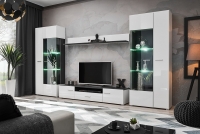Dvojdverová vitrína Solido Twin - borovica nórska čierna / biely lesk Obývacia stena do obývačky