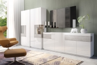 Vitrína dvoudveřová Pravá Silke 13 - Bílý lesk / colorado beton Nábytek do obývacího pokoje 