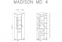 Vitrína třídveřová Madison MD4 - Černý / Dub piškotový Vitrína třídveřová Madison MD4 - Černý / dub piškotový - Rozměry