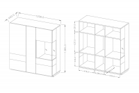 Vitrína třídveřová Silke 46 - Bílý lesk / colorado beton Vitrína do obývacího pokoje