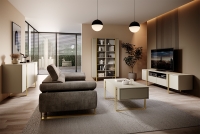 Verica vitrin 120 cm - kasmír / arany lábak stylový obývací pokoj