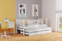 Detská posteľ prízemná s výsuvným lôžkom Alvins - Biely, 80x180 Posteľ dzieciece prízemná s výsuvným lôžkom Alvins - Farba Biely 