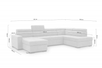 Canapea de colț cu funcție de dormit Modeno U II Set canapea de colț cu funcție de dormit Modeno U II - Dimensiuni
