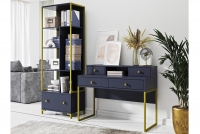 Komplet kancelárskeho nábytku Cloe - Tmavo modrá - Zlatá Komplet do kancelárie