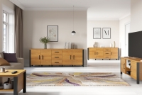 Zostava nábytku Carmelin - dub caramel / čierny supermat Nábytok do obývacej izby