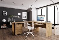 Rohový psací stůl s úložným prostorem BK53N Dub Artisan Komplet nábytku do kanceláře