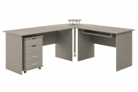 Písací stôl narozne z kontenerem BK53N šedý platynowy Nábytok do kancelárie