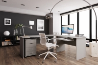 Rohový psací stůl s úložným prostorem BK53N šedý platinový Nábytek do kanceláře