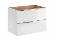 Komplet nábytku do koupelny s deskou Capri Bílý lesk/Dub Žlutý - 80 cm praktické skříňky pod umývadlo